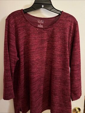 croft & barrow Marled Burgundy Knit Top with Sparkle
